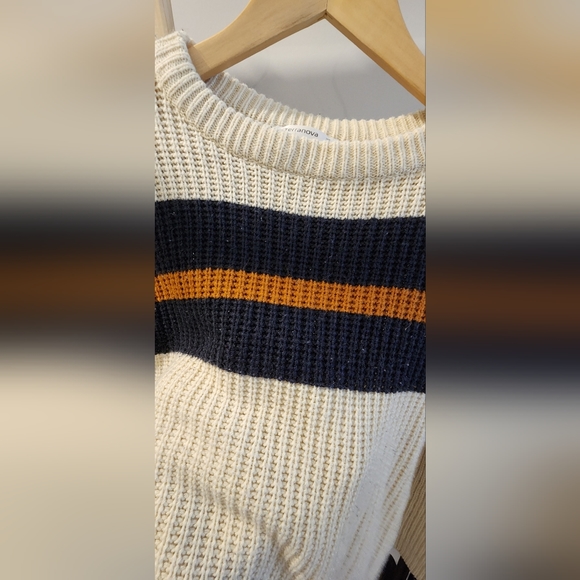 Terranova Knitted Sweater Cream  Stripes BLUE - Picture 2 of 6